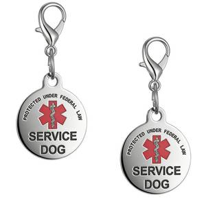 lot 28182 image: Service Dog Tag Industrial Puppy for Service Animals, Emotional Support Dogs & Therapy Dogs Stainless Steel with Medical Alert Symbol Easily Attach to Collar Harness - Retail $6