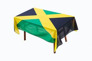 lot 28209 image: MSFHHA Rectangular Tablecloth Jamaica Jamaican Flag Fade-Resistant Washable National Flag Tablecloth, Suitable for Kitchen Dining Family Gatherings and Outdoor Events,59 Inches  83 Inches. - Retail $21