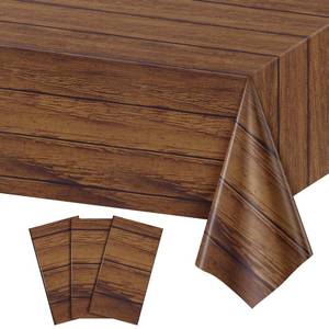 lot 28210 image: Wood Grain Plastic Tablecloth, 54 X 108Inch Rustic Wood Table Covers for Rectangle Table Disposable Vintage Farmhouse Tablecloths for Cowboy Western Barn Birthday Baby Shower Party Supplies - Retail $9