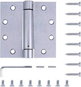 lot 28217 image: Stylever 2 Pack - 4.5x4 Brushed Satin Chrome Finish Self Closing Reversible Door Hinge - Heavy Duty Commercial Spring Door Hinge - UL Listed with Complete Installation Hardware - Retail $34