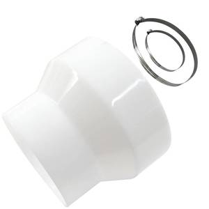 lot 28221 image: Marvexi 4 to 3 Inch Duct Reducer Adapter with 2 Hose Clamps, ABS Air Ducting Reducer Inline Ventilation Fitting, Blower Exhaust Connector for HVAC Pipe SystemFan Dryer Vent - Retail $8
