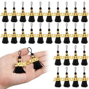 lot 28234 image: Daifunli 60 Pcs 2026 Mini Graduation Tassels for Craft 2.4inch Tassels Party Favors Mini Bookmark for Graduation Decor, Chocolates Decor, Keychain Making(Black) - Retail $12