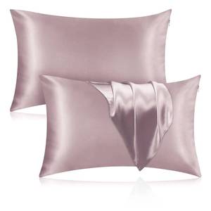 lot 28242 image: Veaken Silk Pillowcase for Hair and Skin, 2 Pack 100% Mulberry Silk Pillowcase 25 Momme, 600 Thread Count, Both Side Pure Silk Pillow Cover with Hidden Zipper (ApricotGray, Standard 20x26) - Retail $23