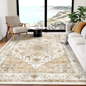 lot 60572 image: AMADA HOMEFURNISHING 5x7 Area Rugs, Washable Living Room Rug Low-Profile with Non-Slip Backing & Durable Edge Binding, Vintage 5x7 Rugs for Living Room, Bedroom, Dinning Room - Retail $38