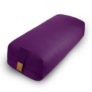 lot 62245 image: Yoga Bolster Pillow 26x10.5x5.5in Rectangular Meditation Cushion for Massage and Back Support, Breathable Cotton Fill, Zippered Organic Cotton Cover, Easy-Carry Handle, Machine Washable (Purple) - Retail $42