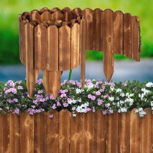 lot 62258 image: LINSHRY Wood Garden Fence, 8in (H) x 12ft (L) Wood Garden Edging Decorative Landscape Edging Border, Outdoor Fence Border for Yard Tree Flower Bed Edging(Brown) - Retail $46