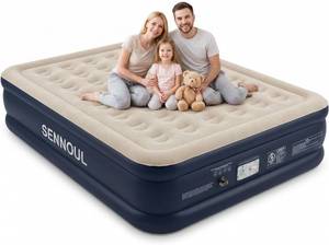lot 62261 image: SENNOUL Air Mattress Queen with Built in Pump, Inflatable Mattress Blow Up Mattress 18 Raised Comfort,Upgraded Surface Portable Bed, Air Bed for Home, Guest, Camping, Colchone Inflable, 650 lbs - Retail $64