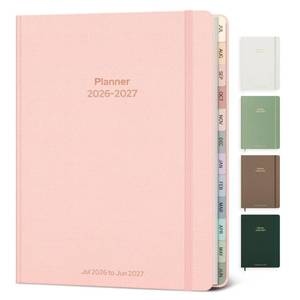 lot 18374 image: Planner 2026-2027 Monthly and Weekly Academic Planner July 2026 - June 2027, Linen Hardcover Agenda 2026-2027 Calendar Daily Planner for Student Teacher with Monthly Tabs, 7.3 x 10, Light Pink - Retail $20