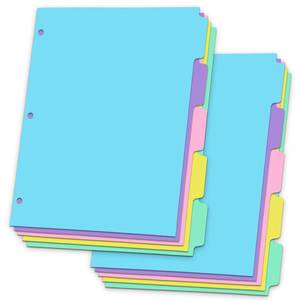 lot 18377 image: 5-tabs 2 Set Binder Dividers with Tabs,Plastic Index with Label,Colorful Big Tab Dividers for 3 Ring Binder (10) - Retail $8