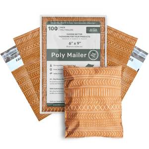 lot 18379 image: Mini Wander Poly Mailers 6x9 Inch 100 Pack Small Shipping Bags Strong Thick Mailing Envelopes  Self Sealing Adhesive  Waterproof & Tear Resistant  Small Business Packaging for Clothing - Boho Brown - Retail $22