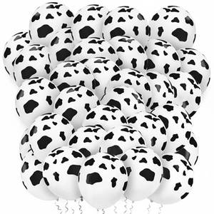 lot 18381 image: Lovestown 50PCS Cow Print Balloons, 12 Inch Latex Farm Animal Balloons for Farmhouse Birthday Party Baby Shower Cowboy Cowgirl Western Rodeo Gender Reveal Party Decorations - Retail $8