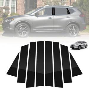 lot 18382 image: AMSPRAC Car Door Pillar Posts Trim,Exterior Door Window B Pillar C Pillar Post Panel Covers Compatible with Nissan Rogue 2013-2019,Outer Plillar Protective Cover Trim,Glossy Black,8PCS - Retail $14