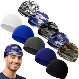 lot 18385 image: Tarpop 10 Pcs Men Skull Caps Cooling Welding Hard Helmet Liner Cycling Skull Caps Wicking Beanie Do Rag Head Wrap for Men(Camouflage and Solid Color Style) - Retail $16
