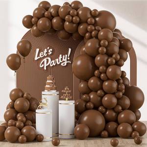 lot 18386 image: Awenztech 122pcs Dark Brown Balloons, 18 12 10 5 inch Boho Balloons Different Sizes Dark Brown Balloon Arch Kit for Birthday Baby Shower Wedding Anniversary Party Decorations - Retail $7