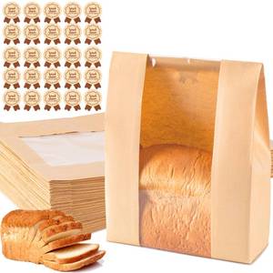 lot 18396 image: Paper Bread Bags 25PCS, Sourdough Bread Bags for Homemade Bread, Large Bakery Bags with Window Includes 25PCS Label Seal Stickers for Homemade Bread Storage(13.7x8.3x3.5 inch) - Retail $5
