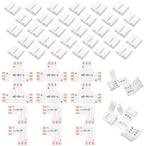 lot 18400 image: Honoson 42 Pieces 3 Pin LED Strip Connector Solderless L Shape T Shape LED Strip Connectors Extension Adapter for 10 mm WS2811 WS2812B SK6812 Strip - Retail $10