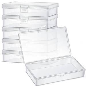 lot 18420 image: Jetec 6 Pieces Mini Plastic Clear Beads Storage Containers Box for Collecting Small Items, Beads, Jewelry, Business Cards, Game Pieces, Crafts (5.2 x 3 x 1.2 Inch) - Retail $14