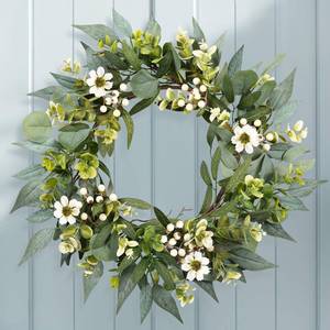 lot 18430 image: Artgar 22 Eucalyptus Spring Wreaths for Front Door, Artificial Wreaths with White Berries Greenery for Farmhouse Porch Wall Living Room Home Decor Perfect for Spring Summer All Seasons - Retail $15