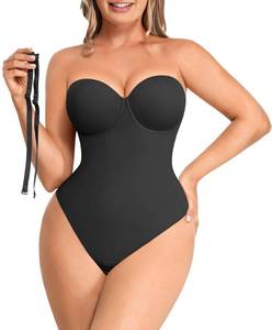 lot 18438 image: SHAPELLX Tummy Control Shapewear for Women Bodysuit Thong Fajas Colombianas Moldeadoras Low Back Body Suit Black L - Retail $64