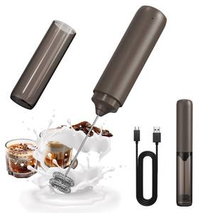 lot 18448 image: CIRCLE JOY Portable Rechargeable Milk Frother Hanheld, Dual Spring Whisk Electric Coffee Frother Wand Drink Mixer for Matcha Lattes Cappuccino, Kitchen Gifts, Brown - Retail $14
