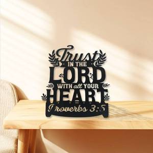 lot 18453 image: DASIMAT Trust in The Lord Metal Tabletop Decor, Christian Table Decor, Proverbs 35 Scripture Art, Bible Verse Artwork, Scripture Centerpieces for Table, Faith Motivational Decoration for Living Room