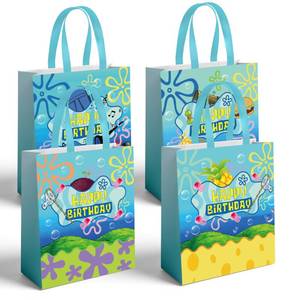 lot 18459 image: XUNYIPTY 16 PCS Birthday Cartoon Ocean Paper Gift Bags - Yellow & Blue Cute Themed Party Happy Birthday Decorations Sign Party Decor Supplies for Baby Shower Summer Boys Girls - Retail $16