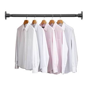 lot 18462 image: Closet Rod, 30 to 49 inch Adjustable Closet Rods for Hanging Clothes, Heavy Duty Closet Hanging Rod, Black Closet Hanger Poles, Metal Closet Hanging Bar for Wardrobes Laundry, Drilling Installation - Retail $16
