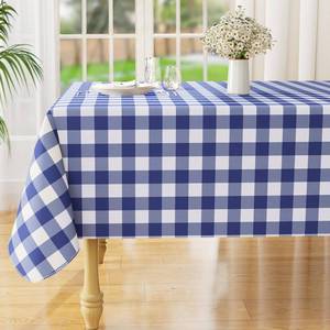 lot 19674 image: misaya Rectangle Waterproof Vinyl Table Cloth, Buffalo Flannel Backed 4th of July Tablecloth, Wipeable Plastic Table Cover for Dinner, Kitchen, Outdoor (60 x 102, White and Navy) - Retail $27