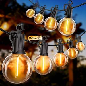 lot 19765 image: SmartDawn 100FT 52 LED Bulbs Outdoor String Lights, G40 Shatterproof String Lights, IP65 Waterproof Connectable Outside Patio Light for Backyard Porch Balcony Garden Decor Christmas Camping Gazebo - Retail $30