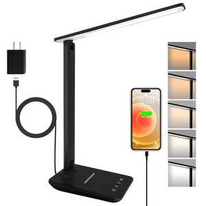 lot 19775 image: shinelife LED Desk Lamp for Office Home, Bright Desk Light with USB Charging Port, Adjustable Dimmable Desk Lamps 5 Modes 5 Brightness, Touch Study Lamp for Nail, Craft, Puzzle, Sewing, Study, Black - Retail $20