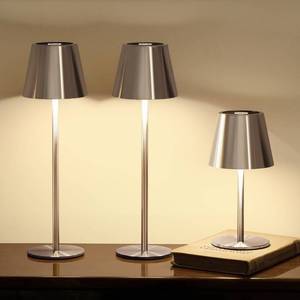 lot 19777 image: keysays 3 Pack Cordless Table Lamp, Portable Battery Operated Lamp with 3 Color Temps and Stepless Dimming, Rechargeable Table Lamp for Dinner, Desk, Cafe, Outdoor (Brushed Silver) - Retail $54