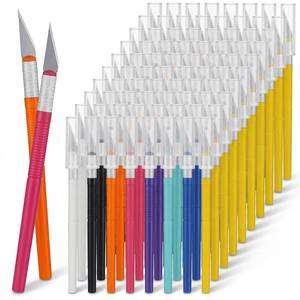 lot 19783 image: 80 Pack Exacto Knife Set, Exacto Knives Bulk, Precision Craft Knife, Craft Knife for Paper, Wood, Cardboard, Plastic, Stencil, Art, Clay, Hobby Knife with Exacto Knife Blades - Retail $22