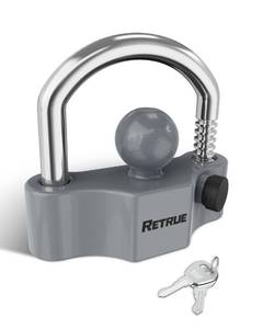 lot 19804 image: RETRUE Heavy-Duty Universal Widened Coupler Lock Fits 2-516 Inch Trailer Ball Locks Hitch Trailer Hitch Lock Adjustable Security Steel Fits 1-78 Inch, 2 Inch, 2-516 Inch Couplers, Upgraded Gray - Retail $41