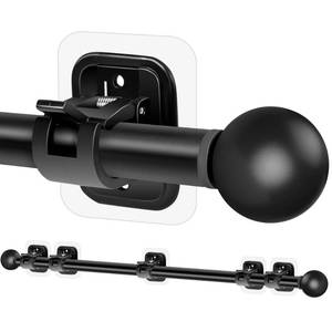 lot 19807 image: Curtain Rods No Drilling for Windows 48 to 84-96 Inch,58 Inch Diameter Drapey Pole with No Drill Curtain Rod Brackets,Renter Friendly Cortineros Para Ventanas with Adhesive Holder Black - Retail $18