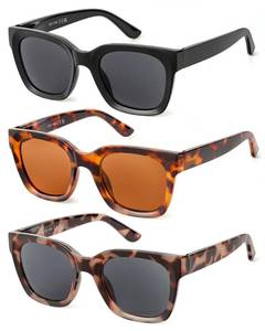 lot 25968 image: JOLISU 3 Pack Full Lens Reading Sunglasses for Women - Oversized Sun Readers with UV400 Protection, Spring Hinge Eyeglasses(0.5 Non-Bifocal) - Retail $17