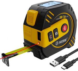 2-in-1 Laser Tape Measure 262ft Digital Measuring Tape with LCD Display, Rechargeable Measuring Tape with Laser for Woodworking and DIY, Pythagorean, Area, Volume, Ft/Ft+in/in/M Unit Magnetic Hook - Retail: $28