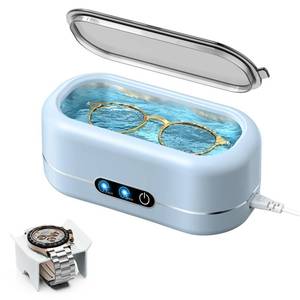lot 25971 image: BYASKZIV Ultrasonic Jewelry Cleaner, Upgraded Jewelry Cleaner Ultraonic Machine 48KHz for All Jewelry, Eyeglasses, Watches Strap, Dentures, Retainers & More - Light Blue - Retail $43