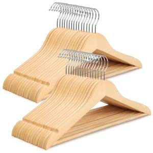 lot 25986 image: TOPIA HANGER Premium Wooden Hangers 30 Pack, Natural Wood Clothes Hangers, Durable Coat Hanger, 360° Swivel Hook, Non-Slip Shoulder Notches for Strap Dress, Shirt, Pant, Jacket-CT54N30 - Retail $33