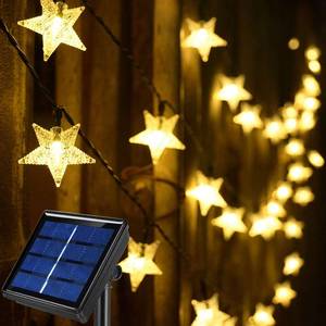 lot 25989 image: Abkshine 50ft 120 LED Solar Star Fairy Lights, Outdoor Decorative Solar String Lights, Waterproof Ambiance Lighting for Patio Deck,Camper,Gazebo,Girls Themed Room,Garden,Porch,Bush Decor,Warm White - Retail $20