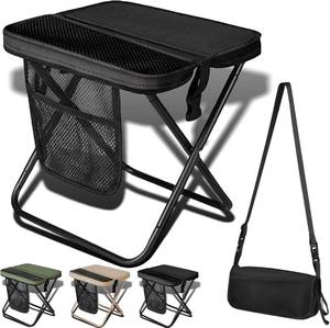 lot 26010 image: Hyckuo Foldable Backpack Stool for Adults - Portable Camping Stool with Sling Bag, 300lbs Capacity for Camping, Fishing, Hiking, Travel, Picnic (Black) - Retail $20