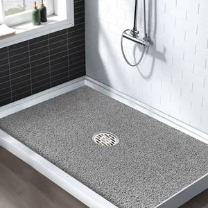 lot 26013 image: Extra Large Non Slip Shower Mat 47.2x31.5 inch Loofah Shower Mat for Inside Shower with Drain Hole in Middle, Soft PVC Anti-Slip Shower Stall Mats for Bathroom,Wet Area, Quick Drying - Retail $37