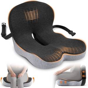 lot 26016 image: SSPATIOS Seat Cushion, Office Chair Cushions for Tailbone Relief, Seat Cushions for Office Chair with L-Shaped Ergonomic Design & Adjustable Strap