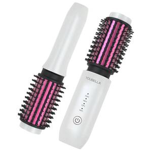 lot 26026 image: Youbella Cordless Hair Curling Iron Brush, Mini Travel Hot Straightener Comb, 3-in-1 Portable Wave Curling Wand, 1.5� Ionic Heated Brush, USB Rechargeable Hair Curler, White No Automatic Rotation