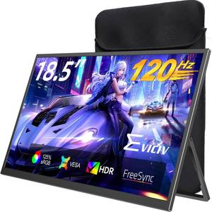 Portable Monitor 18.5" | 120HZ 1ms Gaming Monitor | 125% sRGB | FreeSync, HDR | 350Nits | USB-C & MINI HDMI | VESA & Stand | Large Travel External Second Screen for Laptop, Computer, Game Consoles - Retail: $160