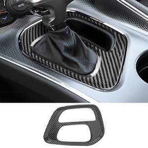 lot 43342 image: LUNQIN Car Central Control Gear Shift Panel Trim Cover for Dodge Challenger 2015 2016 2017 2018 2019 2020 2021 2022 2023 Auto Interior Decorations Accessories Center Console Carbon Fiber Style Kit - Retail $24