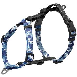 lot 43350 image: Dog Harness,Adjustable No Pull Dog Harness,Y-Shaped Design, Balance Harness with Reflective, Ideal for Medium Dog Training Hiking, Easy Walk Harness,Durable High-Tensile Nylon Blue Camo-M - Retail $17