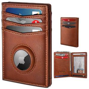 lot 43352 image: miyozi AirTag Wallet for Men, Slim Minimalist Genuine Leather Bifold, Front Pocket Wallet with 12 Card Slots, ID Window, RFID Blocking, Simple Bill Slot & Magnetic Closure, Gift Boxed - Retail $20