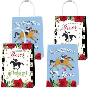 lot 43361 image: ANYMONYPF 16 Pcs Kentucky Horse Derby Party Gift Bags Kentucky Party Decorations Horse Racing Snacks Candy Bags Run for the Roses Theme Party Supplies - Retail $10