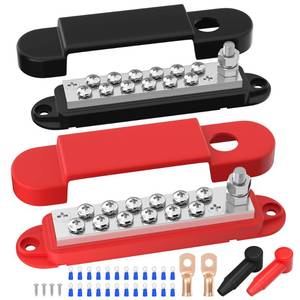 lot 43363 image: RVBOATPAT Power Distribution Block 12V 150A 14 Stud Marine Bus Bar 12 Volt DC Battery Busbar for Boat Automotive Solar Wiring - Retail $17