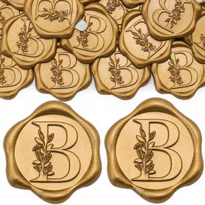 lot 43365 image: SWANGSA 50 Pack Letter B Wax Seal Stickers, Antique Gold Botanical Leaves Initial Alphabet Self-Adhesive Wax Stickers, Wedding Party Invitation Envelope Seals - Retail $13